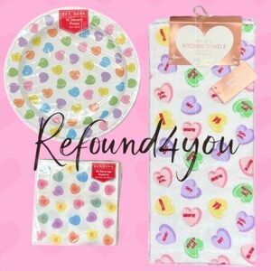 Rae Dunn + ‘Sweethearts bundle’ Dish Towels, napkins & plates. NWT. Last one!